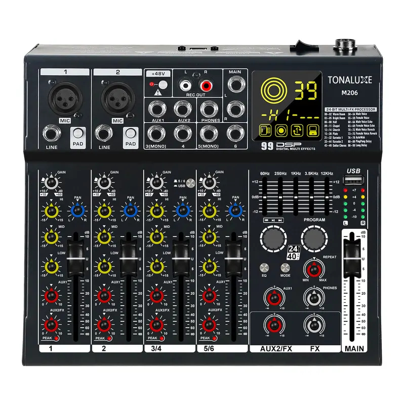 Audio & Music Settings Xbox One - Console de mixage audio Fuluode M206/M208,