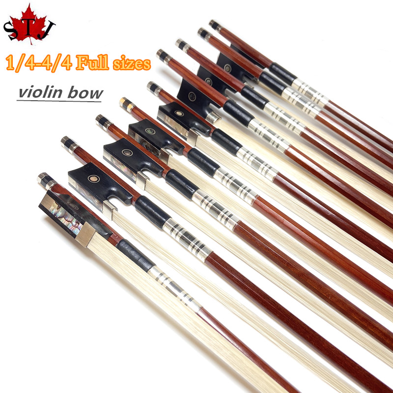 Violin Rosin Bow - 10pcs Bel équilibre Brésil 4/4,3/4,1/2,1/4 archet