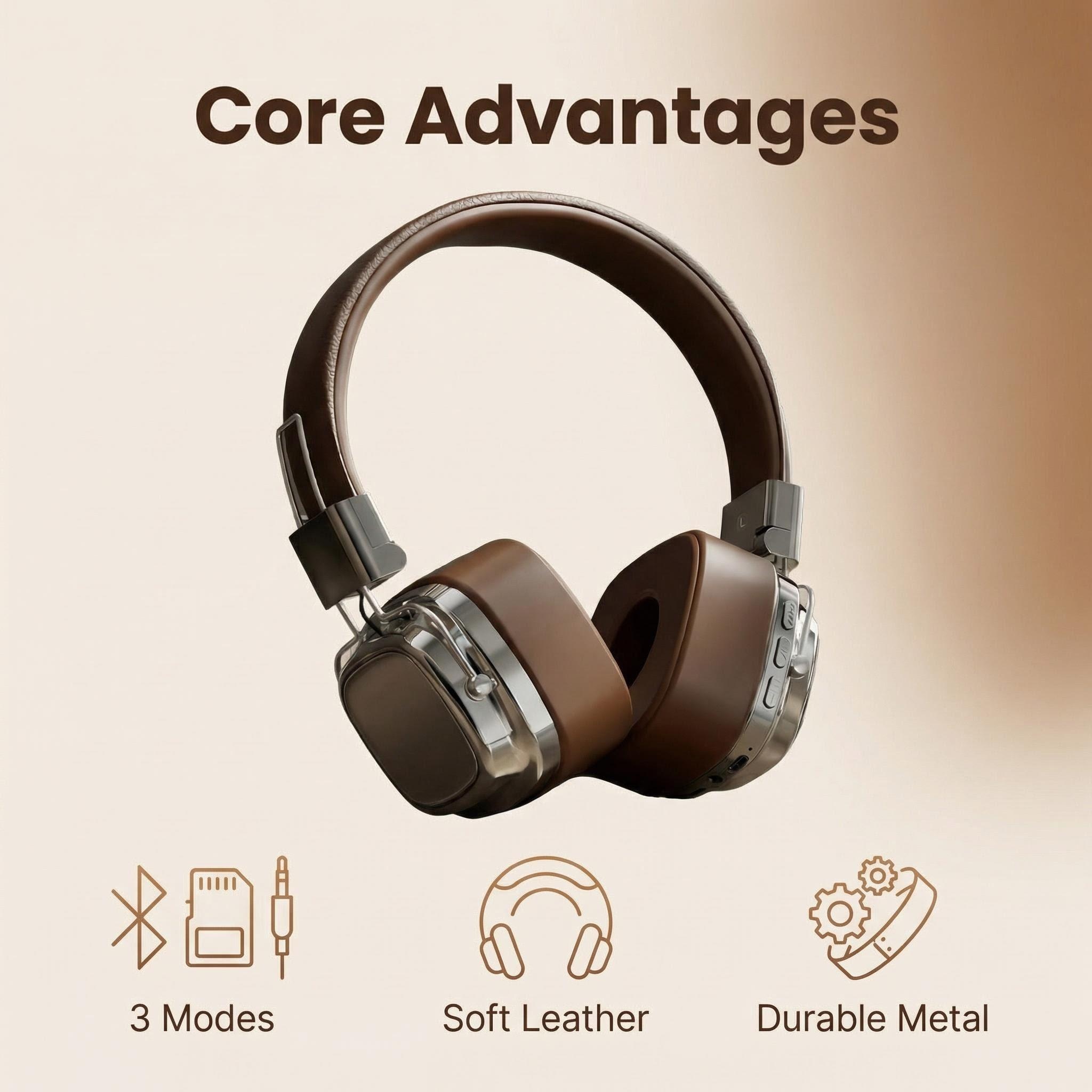 Audio Music Apple - Casque audio rétro en cuir sans