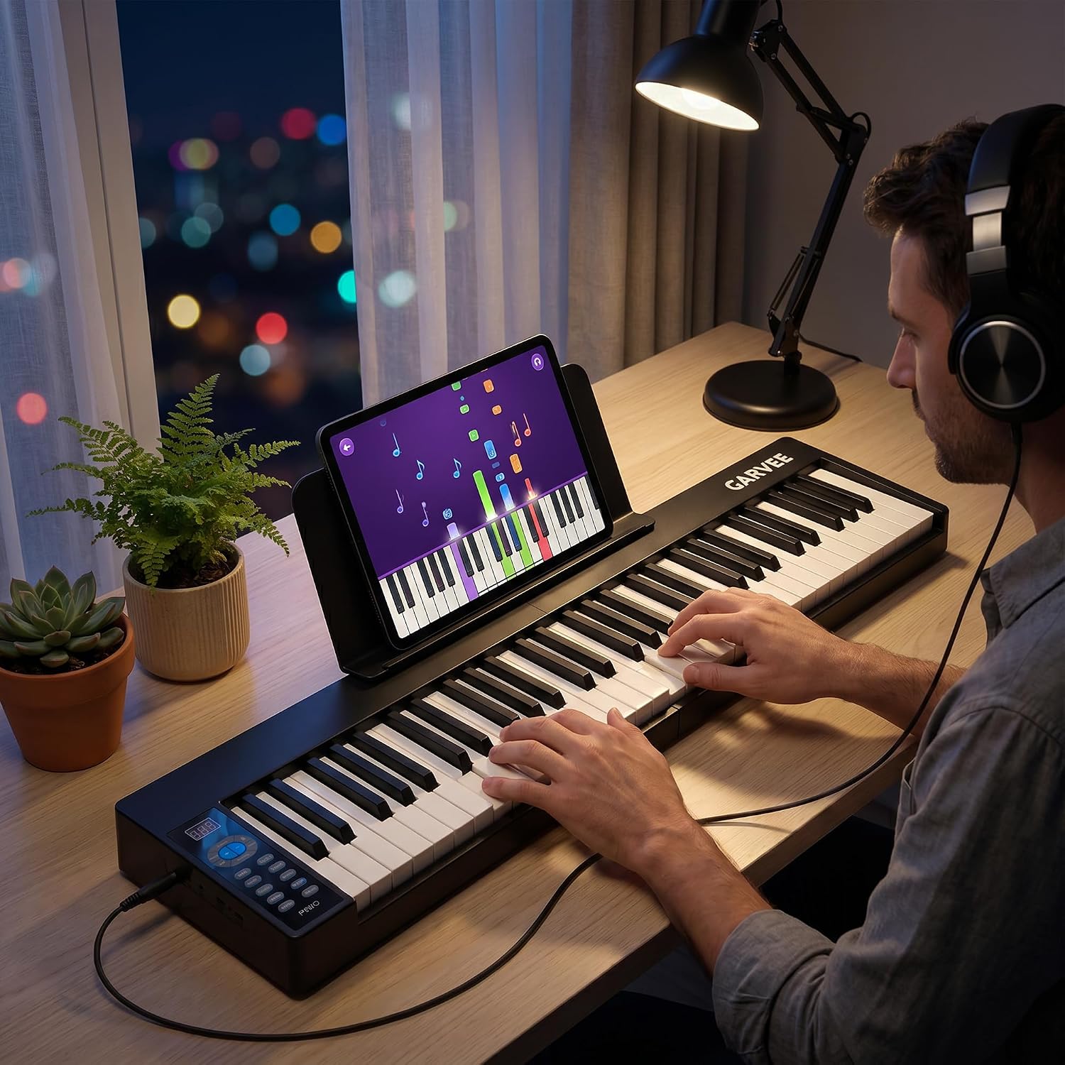 Keyboard Piano 61 Key - Piano électronique avec clavier et support,