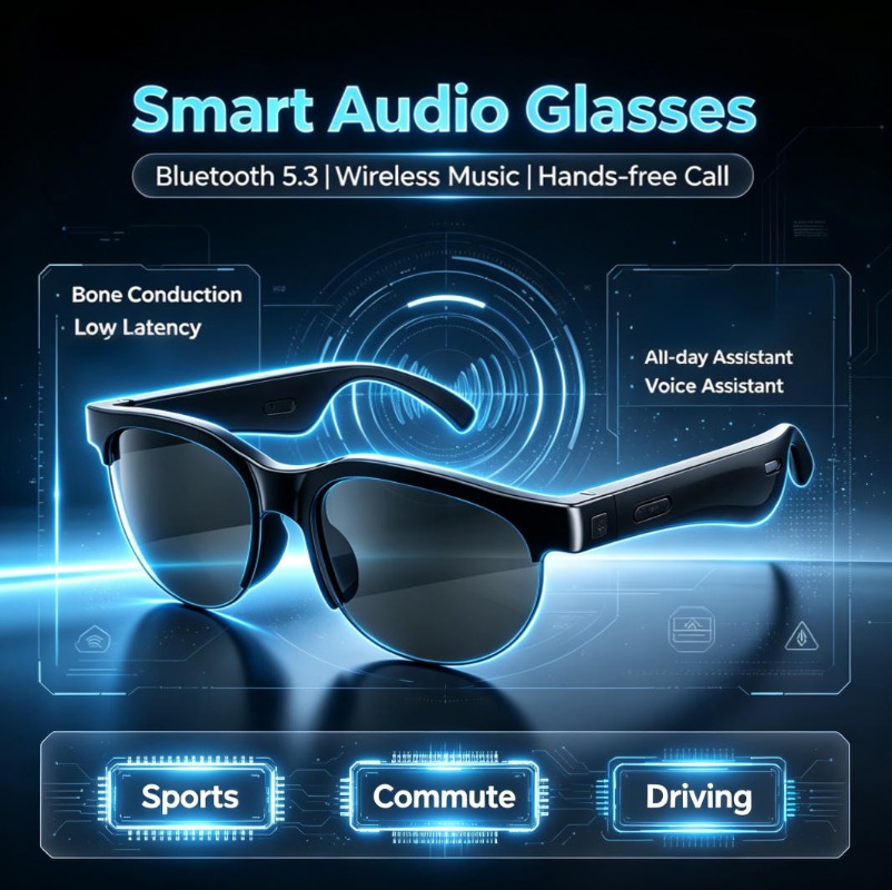 Audio Music Play - Lunettes audio intelligentes avec traduction IA,