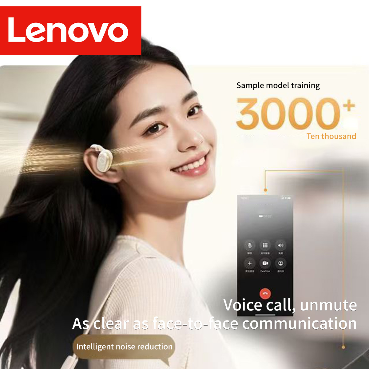 Écouteurs Lenovo EA366 à condu - Audio Music Apple avis et prix