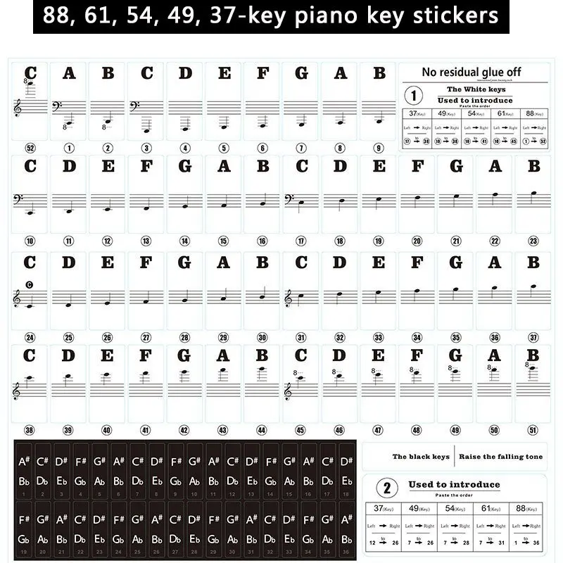 Autocollants d'entraînement de - Keyboard Piano 61 Key avis et prix